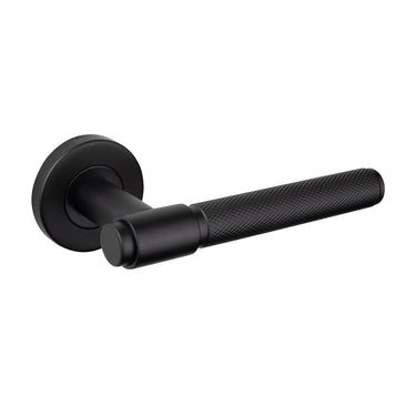 Cosenza door handle Knurled Black with round rose