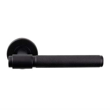 Cosenza door handle Knurled Black with round rose