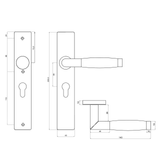 Technische tekening Ascoli deurklink pc55