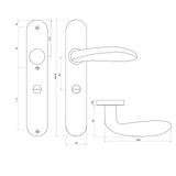 Technische tekening Benevento deurklink met WC sluiting op schild