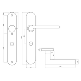 Technische tekening Caserta met badkamersluiting op schild