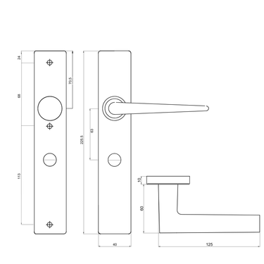 Technische tekening Modena badkamersluiting wc63