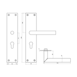 Deurkruk Nuoro op schild afmetingen PC55