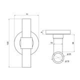 Technische tekening Pesaro deurklink rond rozet 105mm
