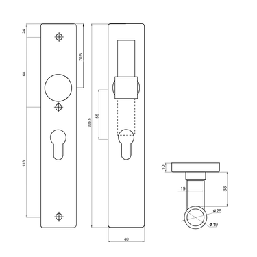 Maten Pesaro deurkruk PC55