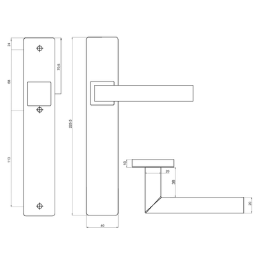 Tekening van deurklink Viterbo op schild 