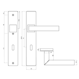 Maatvoering deurklink Viterbo op schild SL72