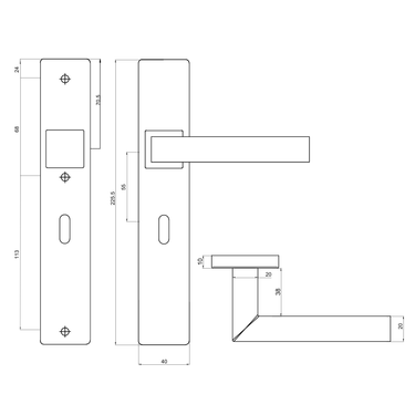 Tekening van deurklink Viterbo op schild SL56