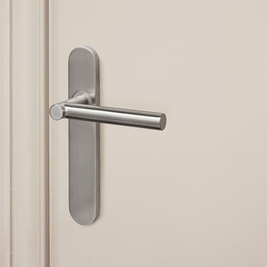 Grossetto door handle stainless steel with rounded shield