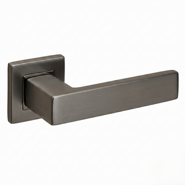 Imperio door handle Gun Metal PVD coated with square rose