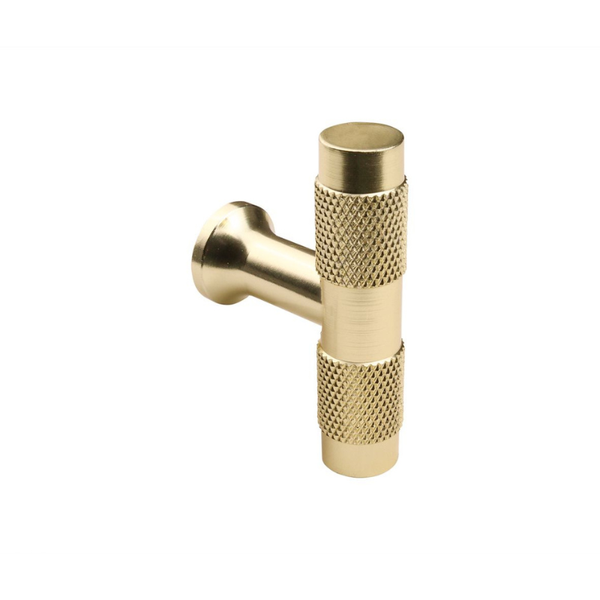 Cabinet knob T-model Ribbed Matte gold 50 mm