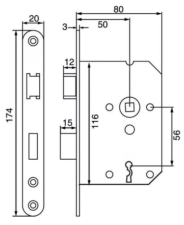 SL56 keyboard day and night lock with black front plate