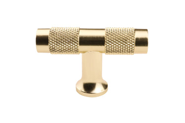 Cabinet knob T-model Ribbed Matte gold 50 mm