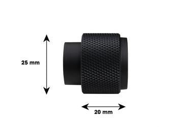 Cabinet knob Ribbed black 20x25 mm