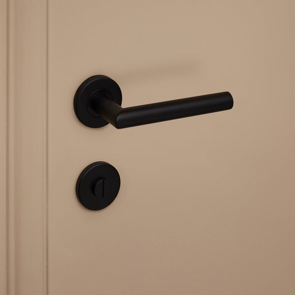 Black round rosette toilet lock