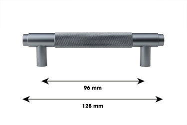 Handle Ribbed Anthracite 128 mm - Drilling distance 96 mm