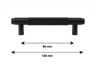 Handle Ribbed black 128 mm - Drilling distance 96 mm