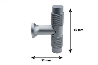 Cabinet knob T-model Ribbed Anthracite 50 mm