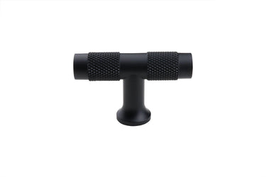 Cabinet knob T-model Ribbed black 50 mm