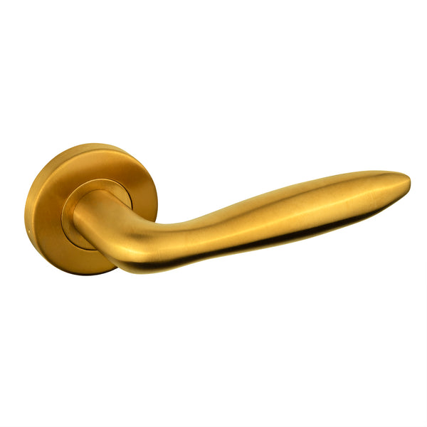 Pratona door handle matt gold PVD coated with round rosette