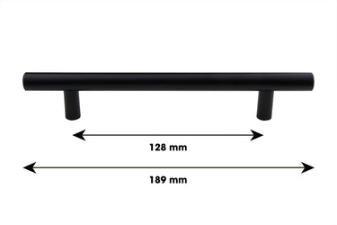 Black bar handle - Drill spacing 128 mm