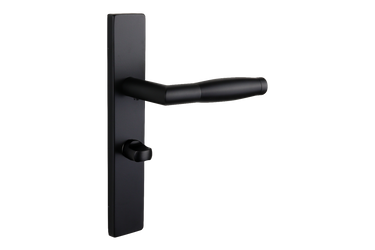 Ascoli door handle black with rectangular shield WC63/8 bathroom lock