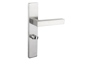 Viterbo door handle stainless steel with rectangular shield WC63/8 bathroom lock