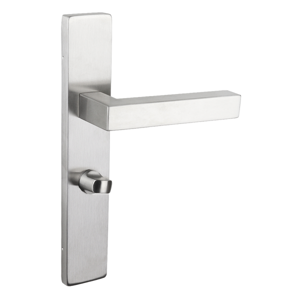 Viterbo stainless steel door handles with rectangular plate WC63/8 bathroom lock