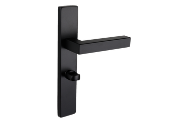 Viterbo door handle black with rectangular shield WC63/8 bathroom lock
