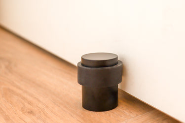 Door stopper black floor mounting 40 mm