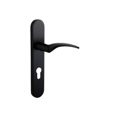 Lodini door handle black with rounded shield PC72