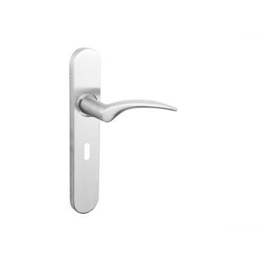 Lodini door handle stainless steel with rounded shield SL56