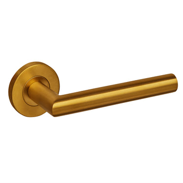 Mantua door handle matt gold PVD coated with round rosette