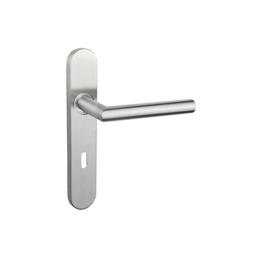 Mantua door handle stainless steel with rounded shield - SL72