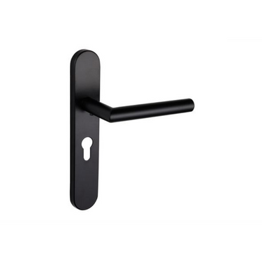 Mantua door handle black with rounded shield - PC55