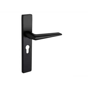 Modena door handle black with rectangular shield PC55