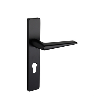 Modena door handle black with rectangular shield PC72