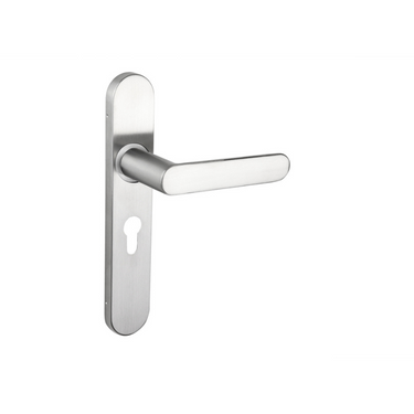 Novara door handle stainless steel with rounded shield PC55