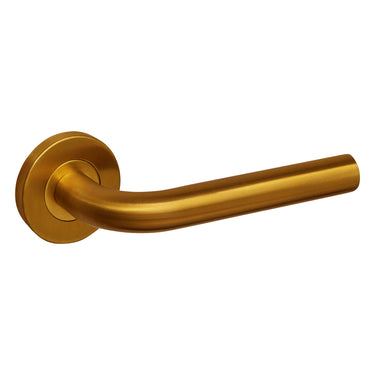 Oristano door handle matt gold PVD coated with round rosette