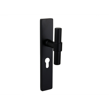 Pesaro door handle black with rectangular shield PC55