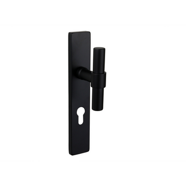 Pesaro door handle black with rectangular shield PC72