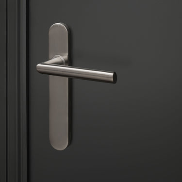 Ragusa door handle stainless steel with rounded shield