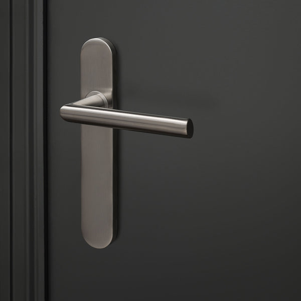 Ragusa door handle stainless steel with rounded shield