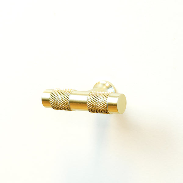 Cabinet knob T-model Ribbed Matte gold 50 mm