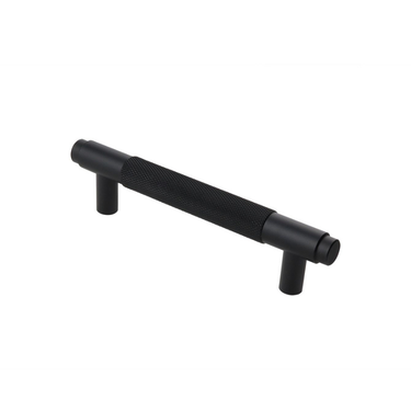 Handle Ribbed black 128 mm - Drilling distance 96 mm