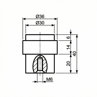 Door stopper black floor mounting 40 mm