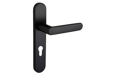 Novara door handle black with rounded shield PC72