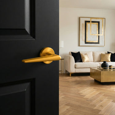 Modena door handle Matte Gold with round rosette